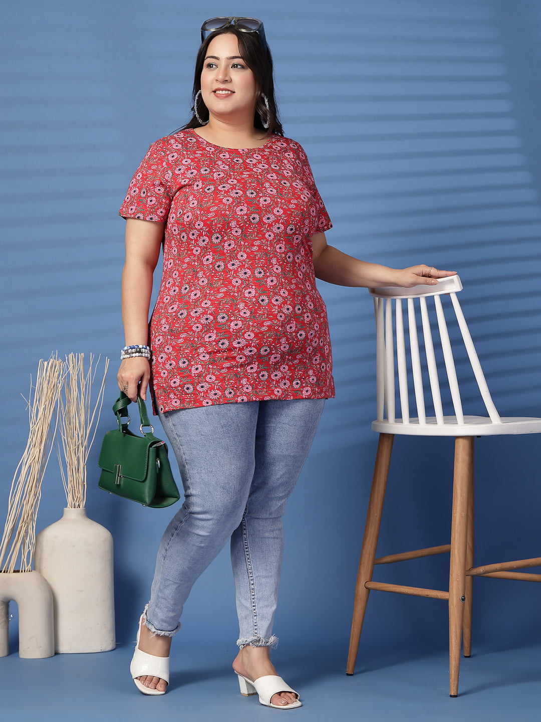 Plus Size Women Floral Printed T-shirt