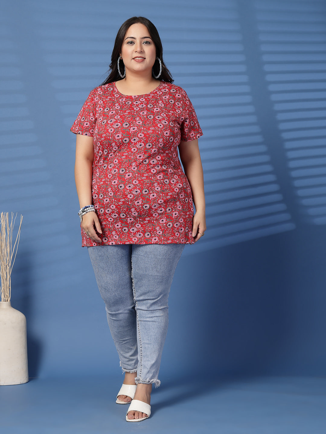 Plus Size Women Floral Printed T-shirt