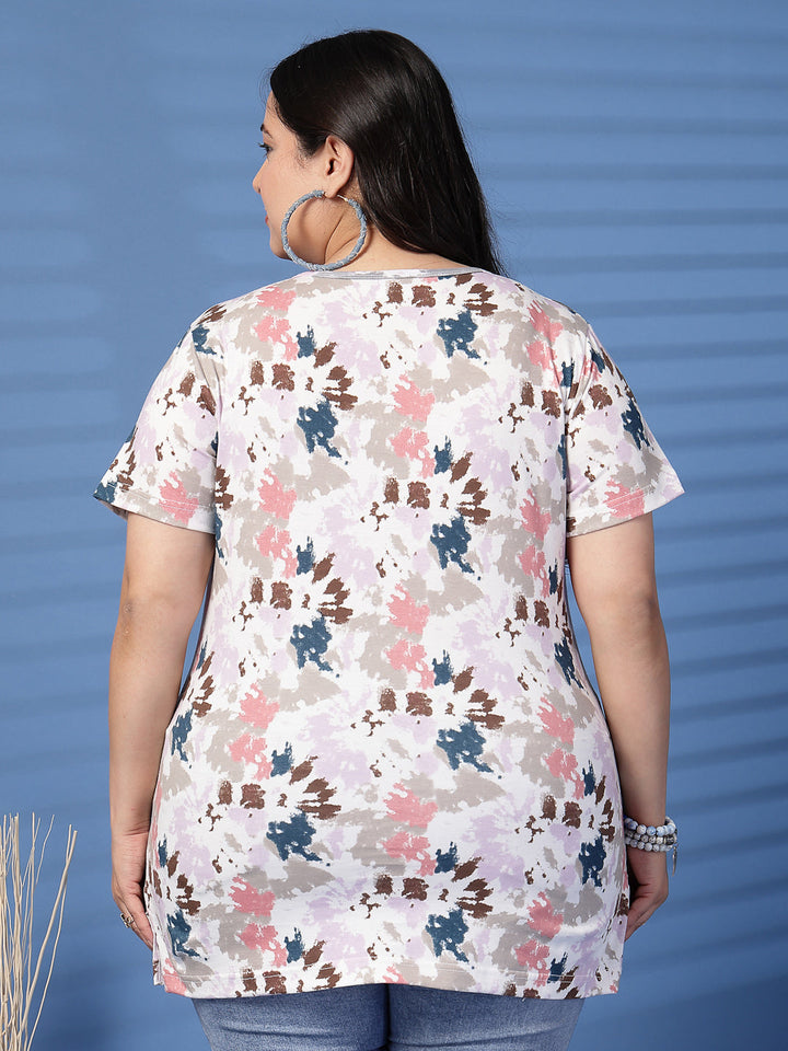 Plus Size Women Floral Printed T-shirt