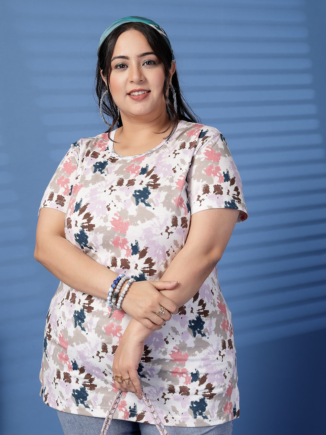 Plus Size Women Floral Printed T-shirt
