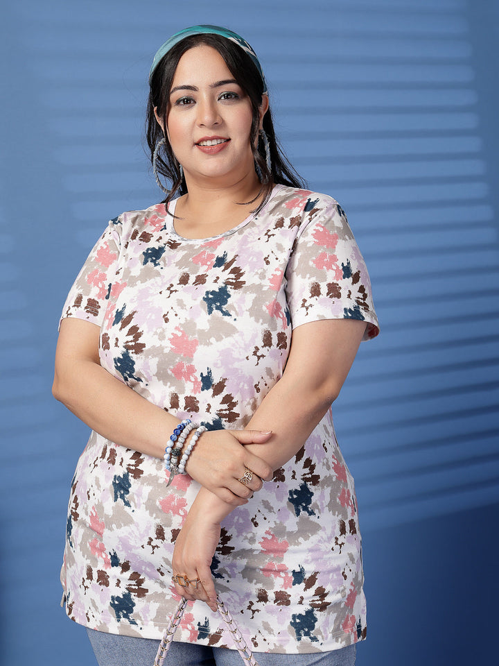 Plus Size Women Floral Printed T-shirt
