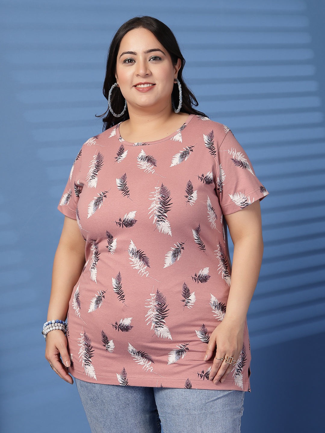 Plus Size Women Floral Printed T-shirt