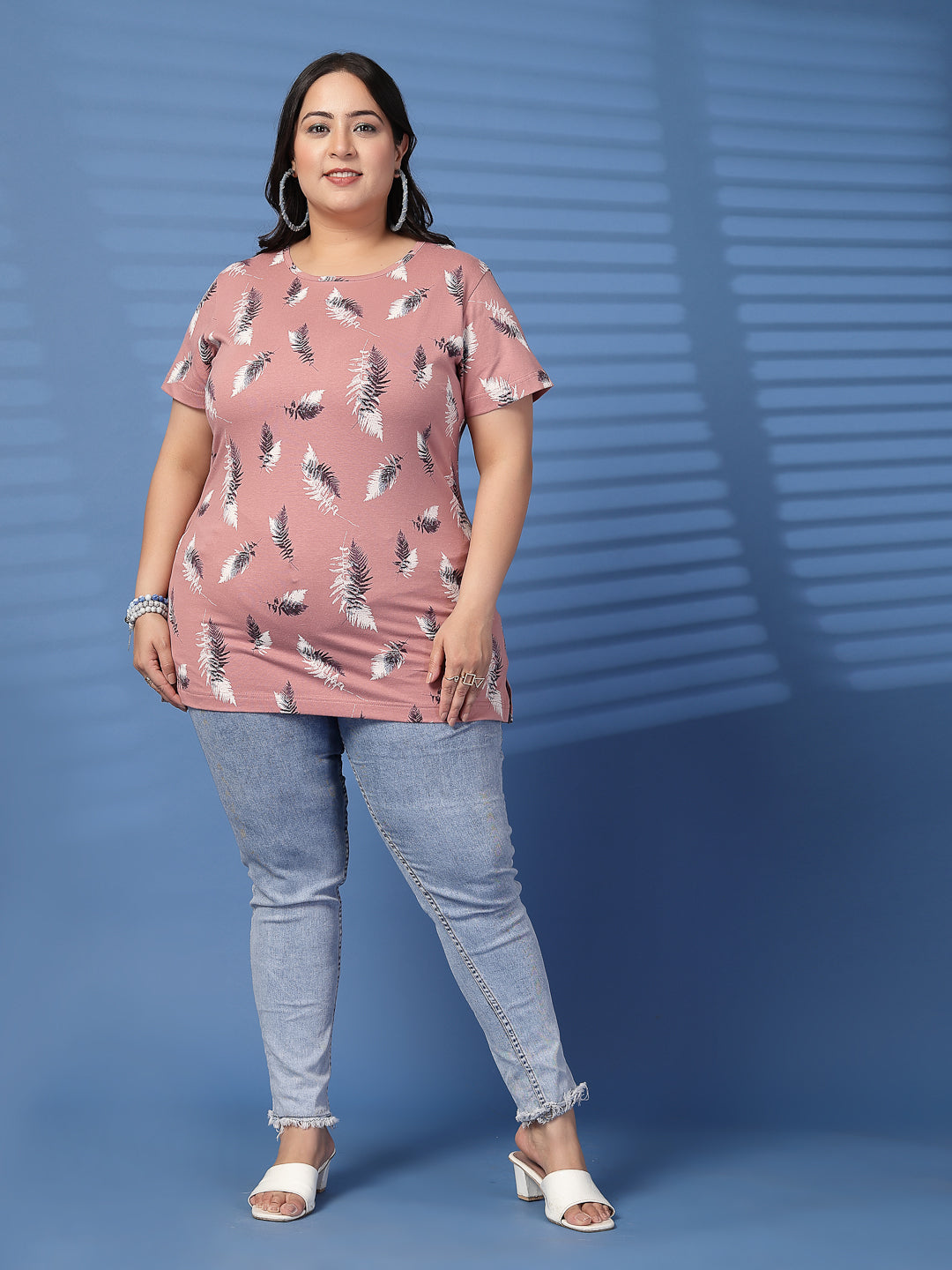 Plus Size Women Floral Printed T-shirt