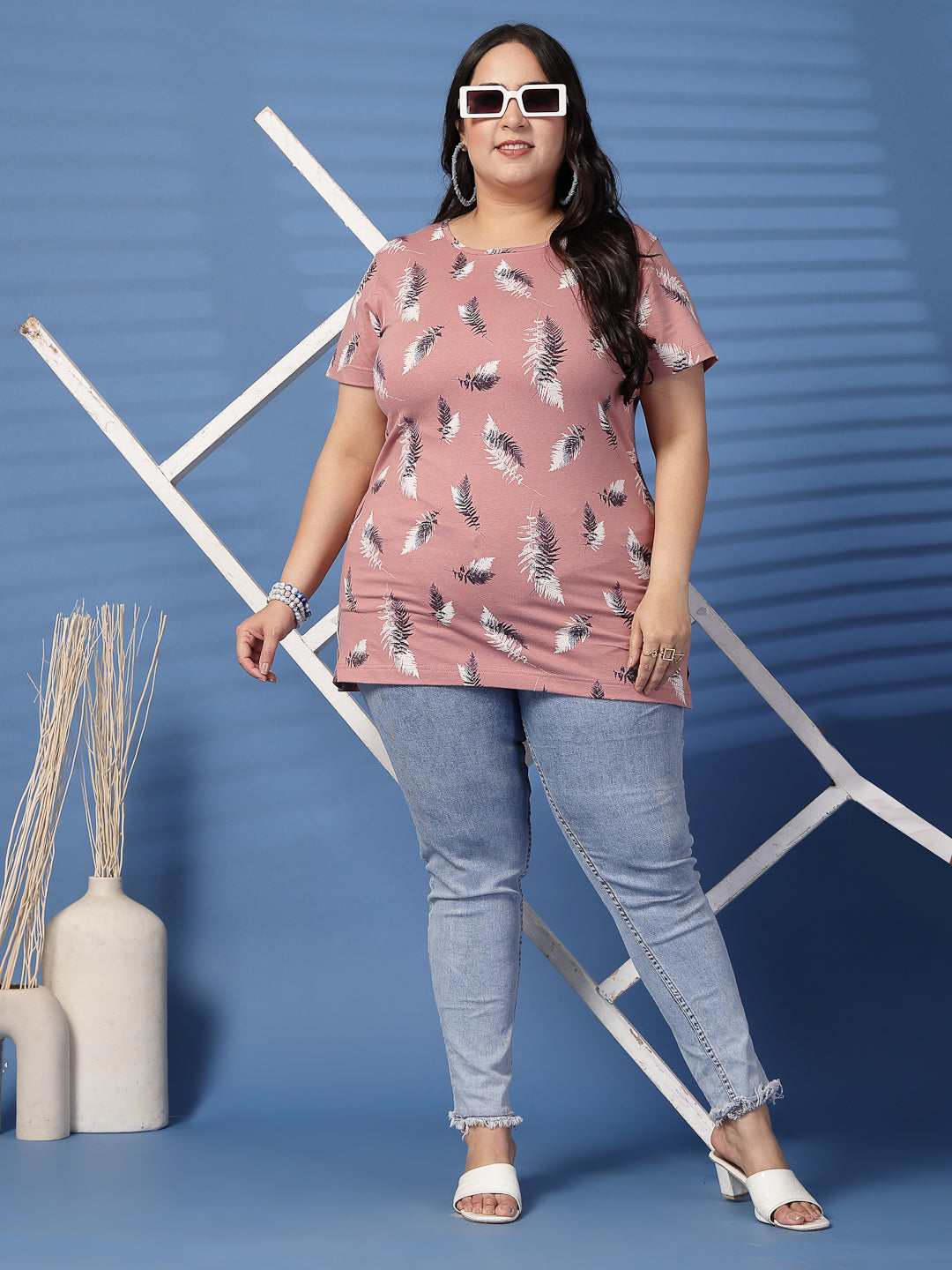 Plus Size Women Floral Printed T-shirt