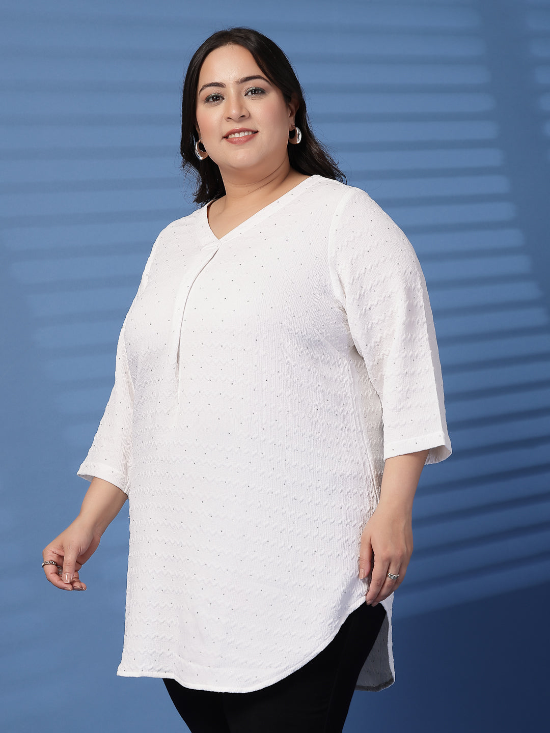 Plus Size V-Neck Solid  Top