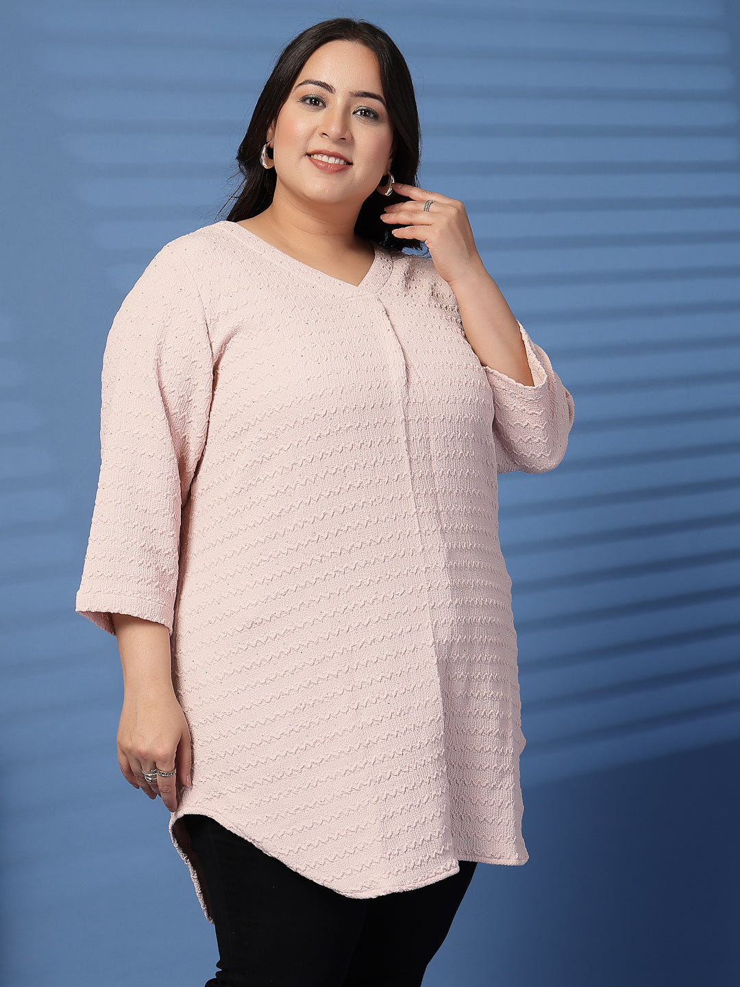 Plus Size V-Neck Solid  Top