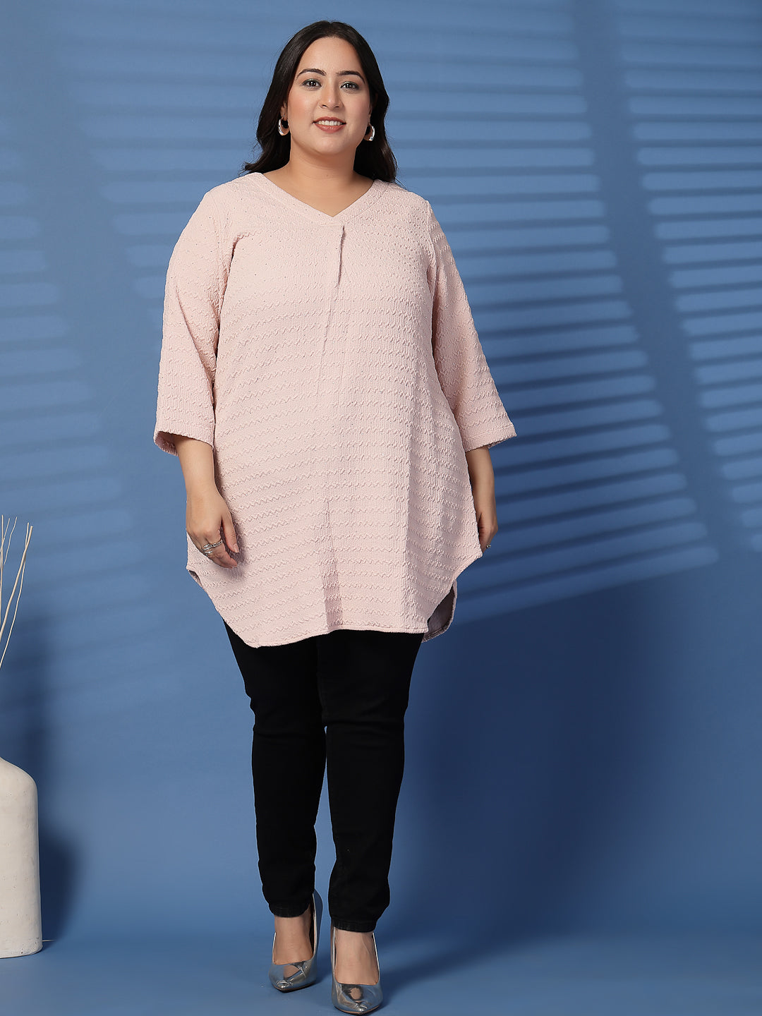 Plus Size V-Neck Solid  Top