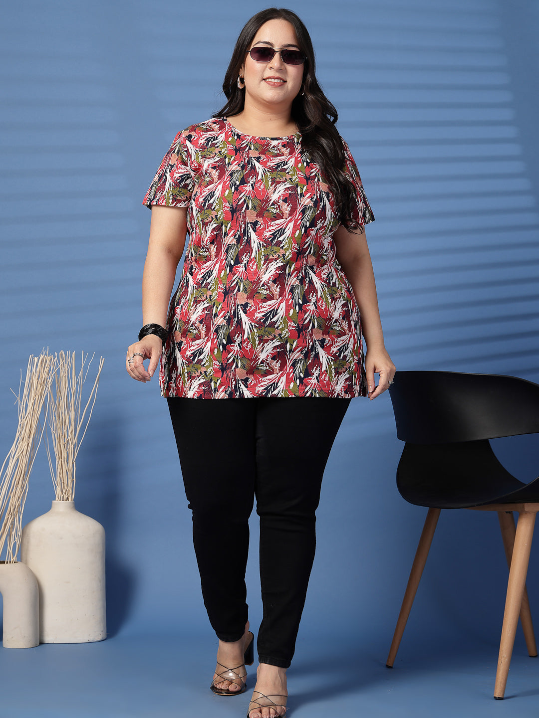 Plus Size Women Floral Printed T-shirt