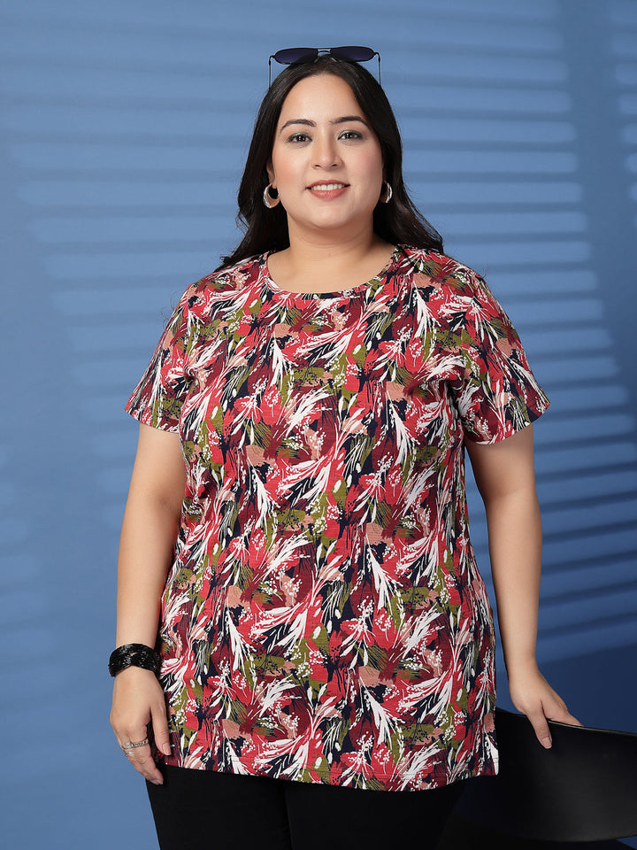 Plus Size Women Floral Printed T-shirt