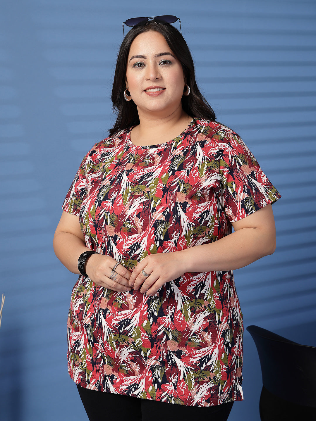 Plus Size Women Floral Printed T-shirt