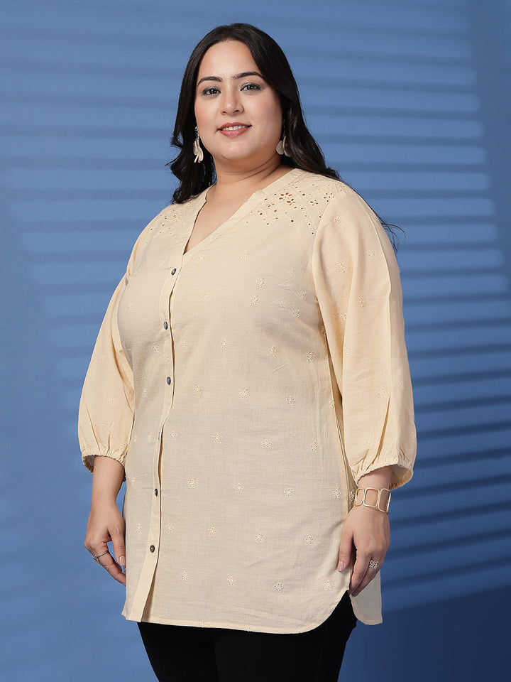 Plus Size Solid Cotton Top