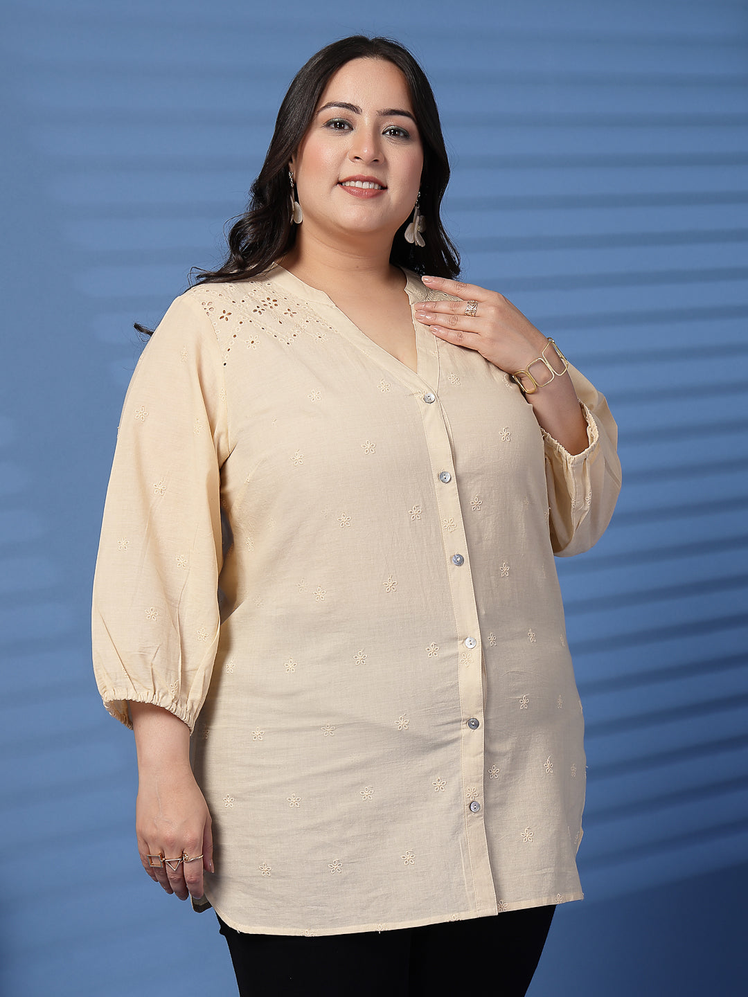 Plus Size Solid Cotton Top