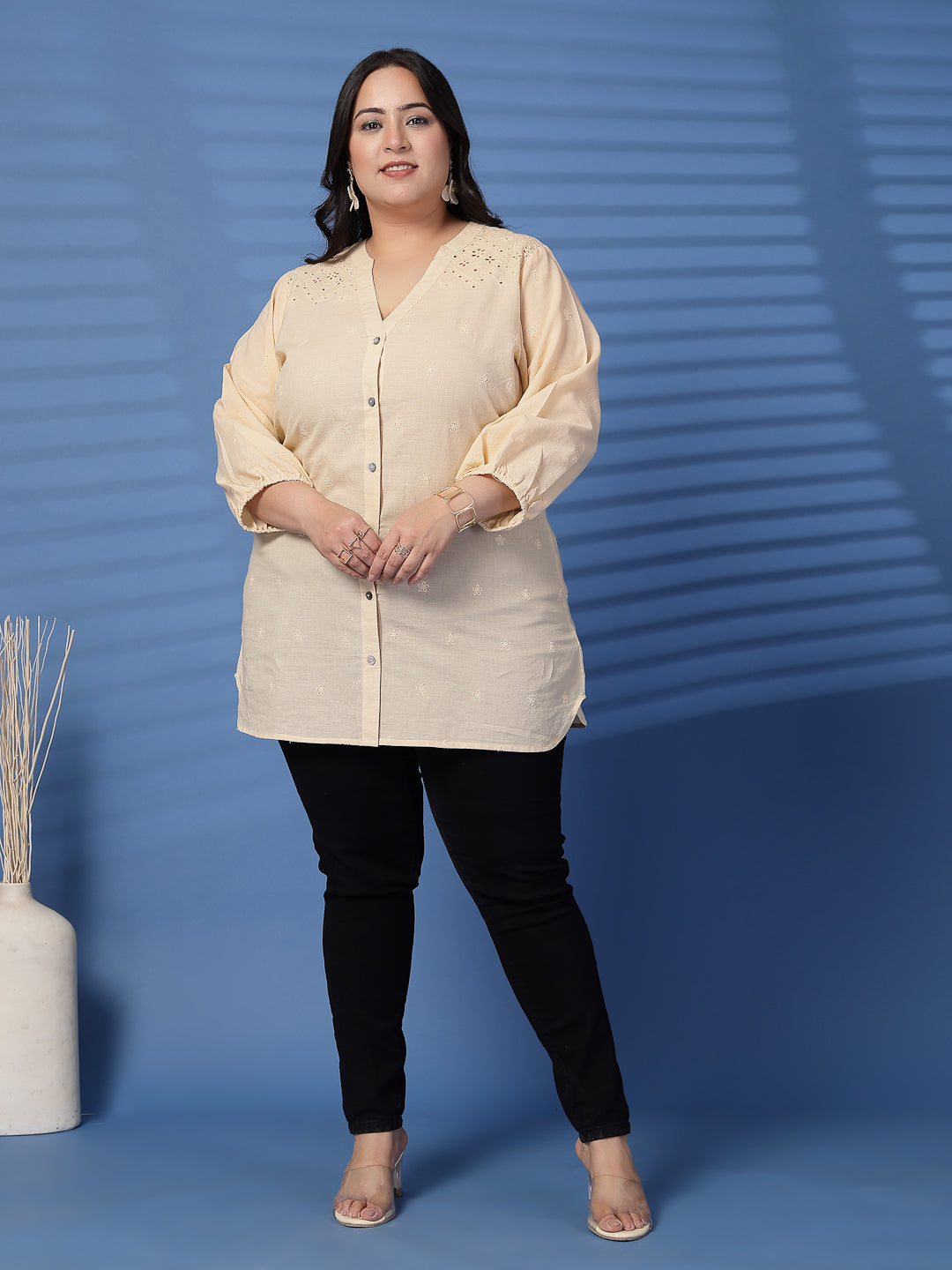 Plus Size Solid Cotton Top