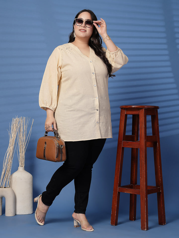 Plus Size Solid Cotton Top