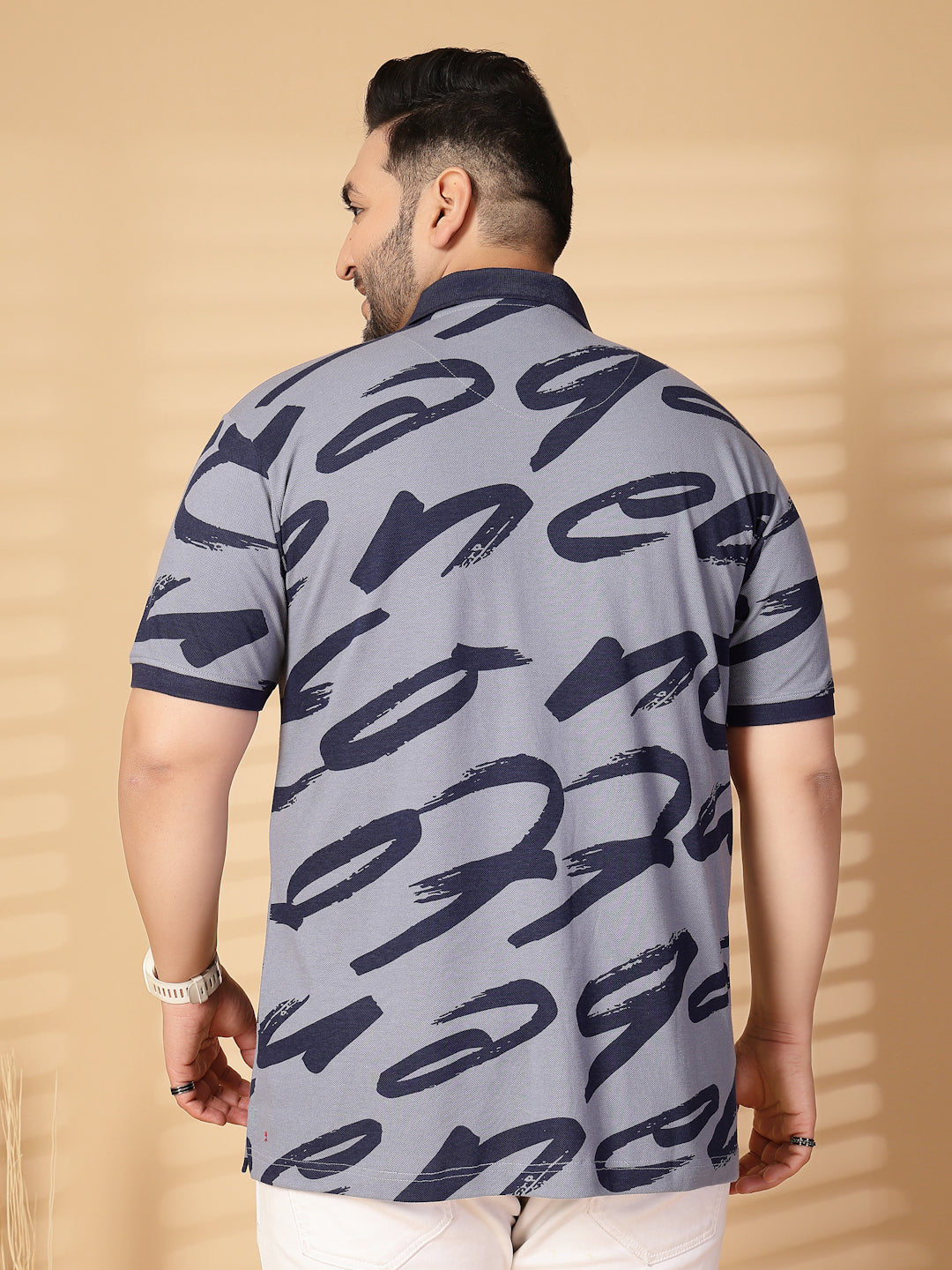 Plus Size Men Printed Polo Collar T-shirt