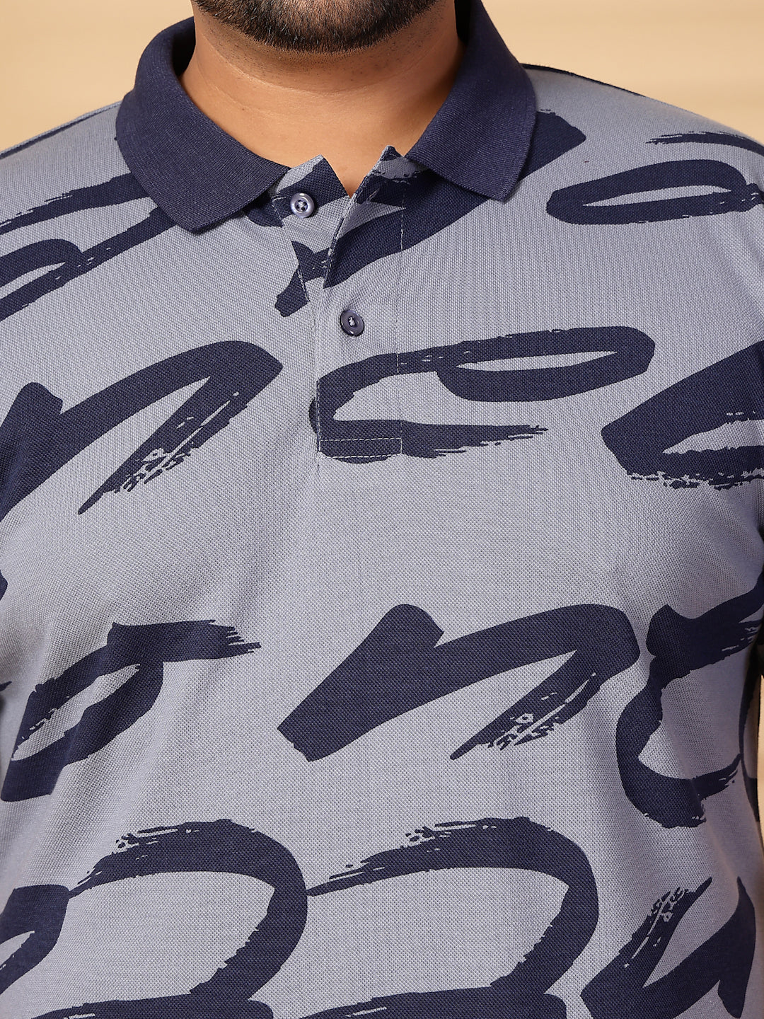 Plus Size Men Printed Polo Collar T-shirt
