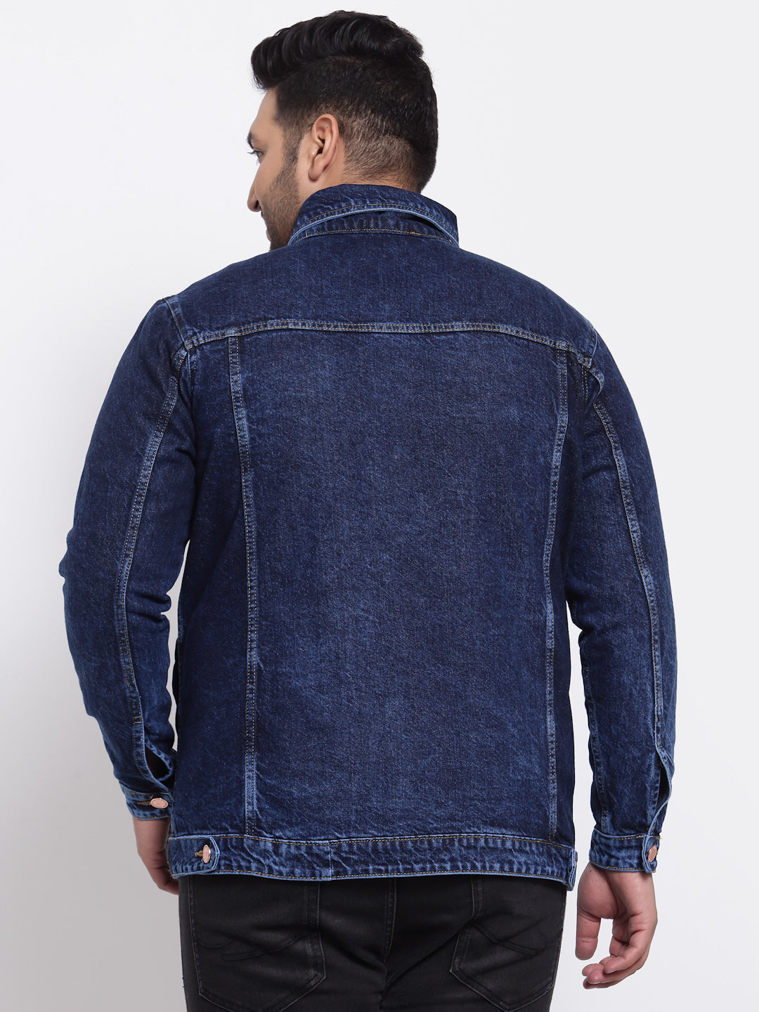Plus Size Men Blue Washed Denim Jacket