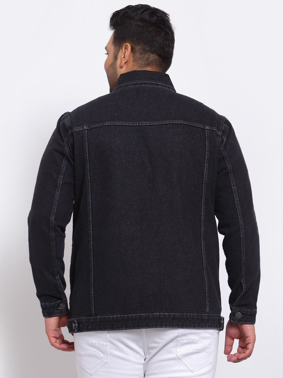 Plus Size Men Charcoal Washed Denim Jacket