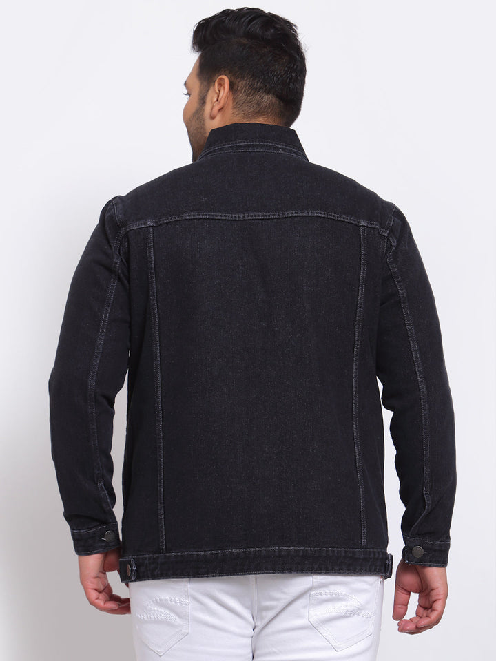 Plus Size Men Charcoal Washed Denim Jacket