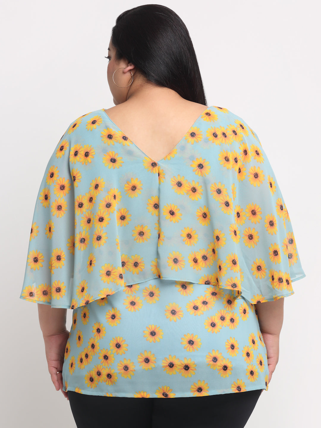 Plus Size Sea Green  Floral Printed Top