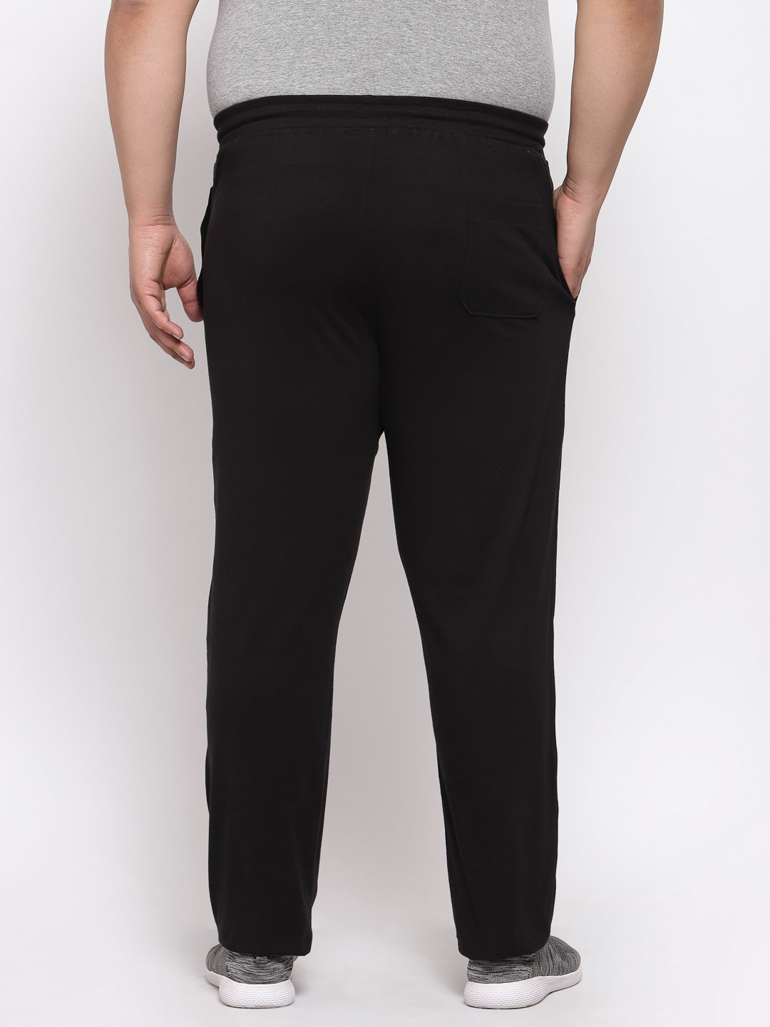 Plus Size Men Black Solid Straight-Fit Track Pants