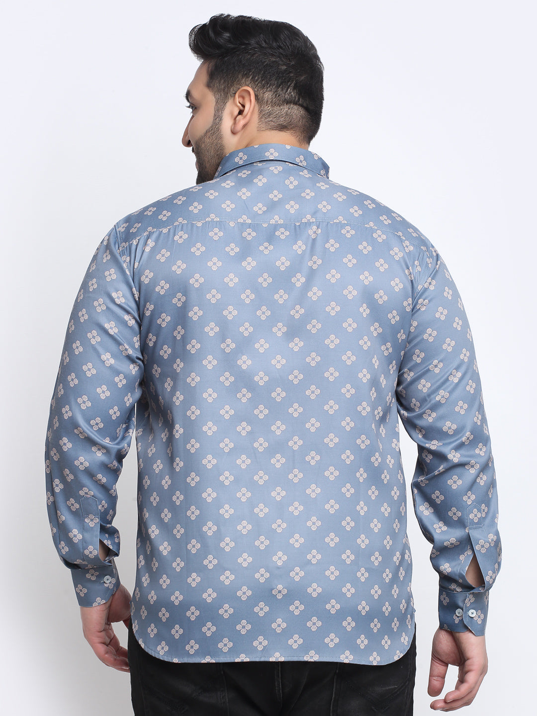 Plus Size Men  Floral Printed Cotton Casual Shirt