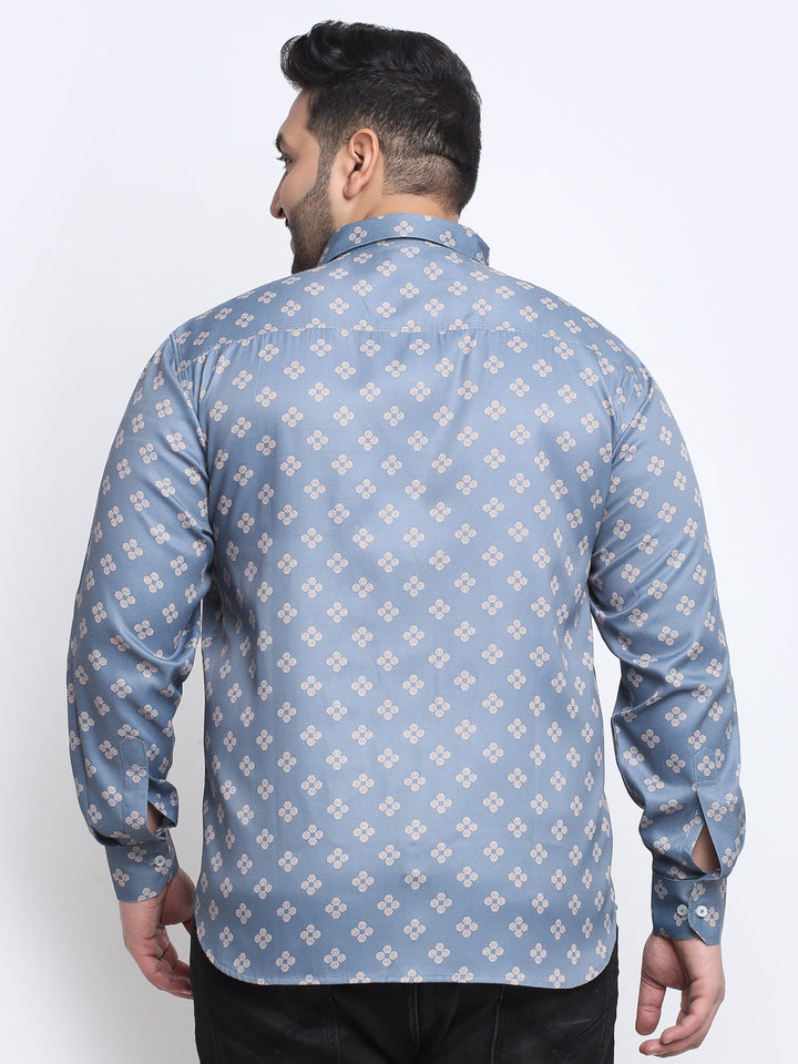 Plus Size Men  Floral Printed Cotton Casual Shirt