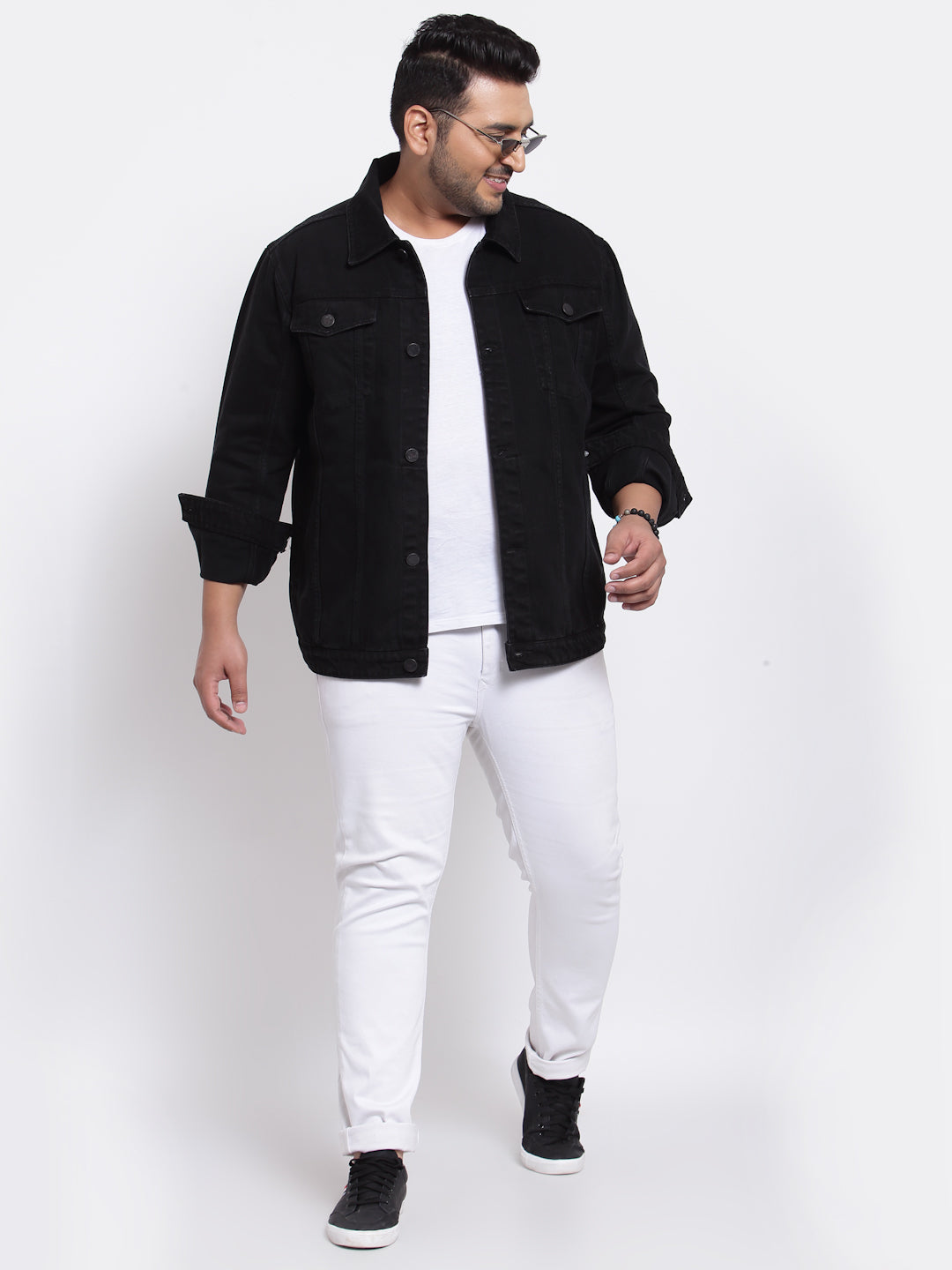 Plus Size Men Black Denim Jacket