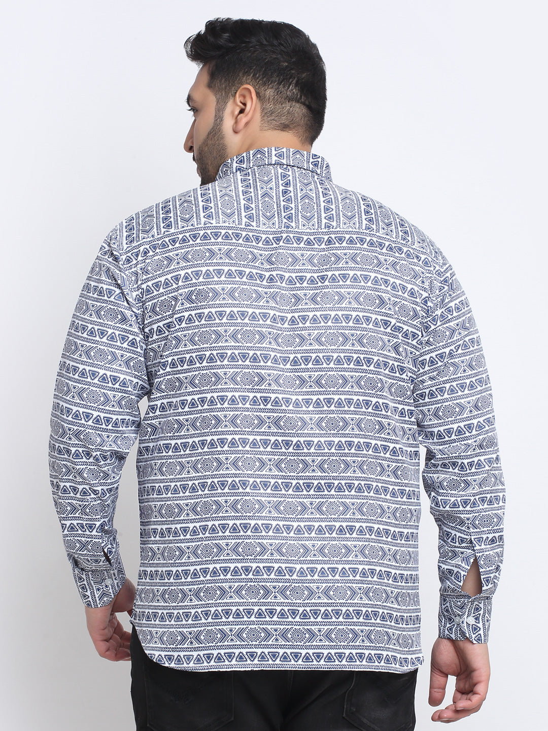 Plus Size Men Printed Cotton Casual Shirt