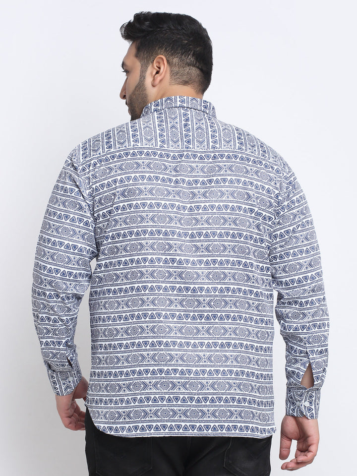 Plus Size Men Printed Cotton Casual Shirt