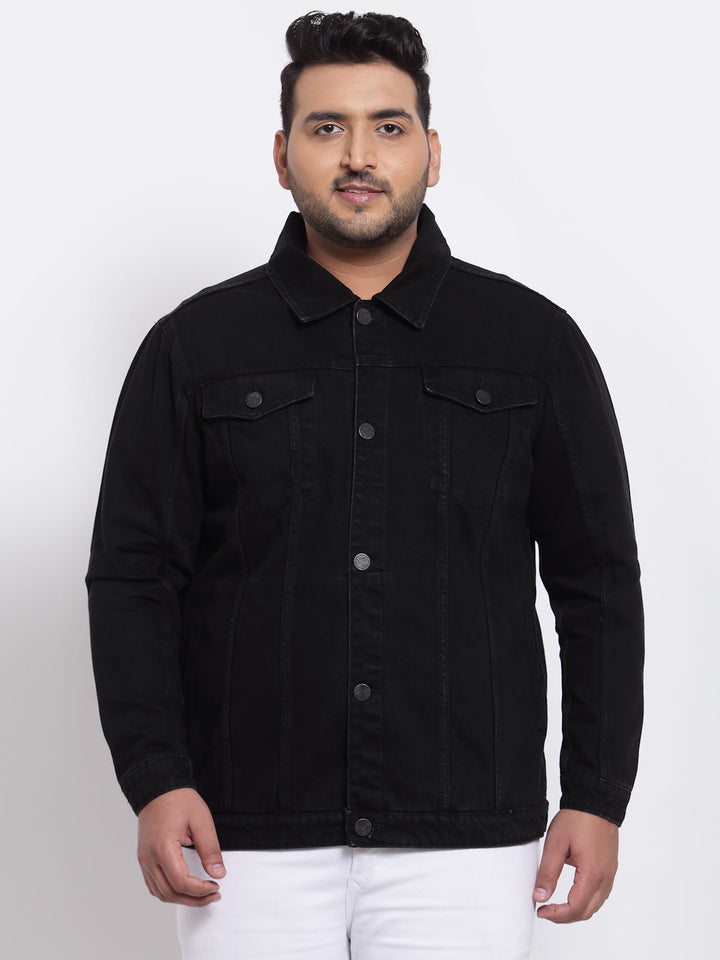 Plus Size Men Black Denim Jacket