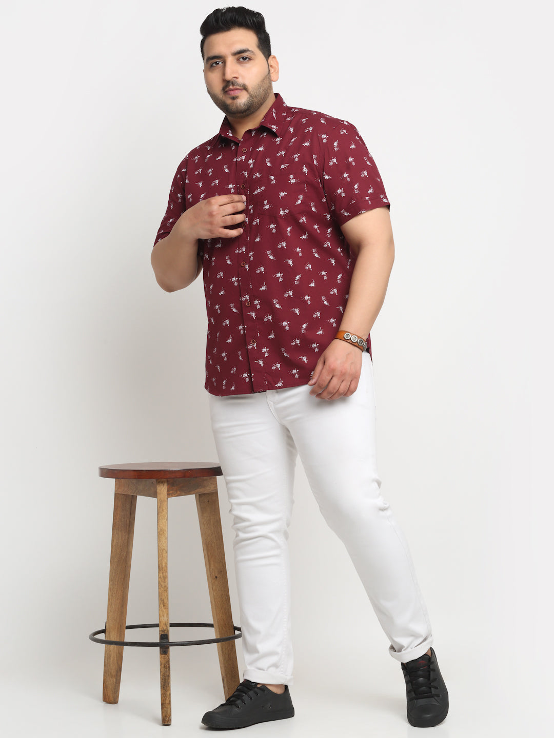 Plus Size  Floral Printed Cotton Casual Shirt
