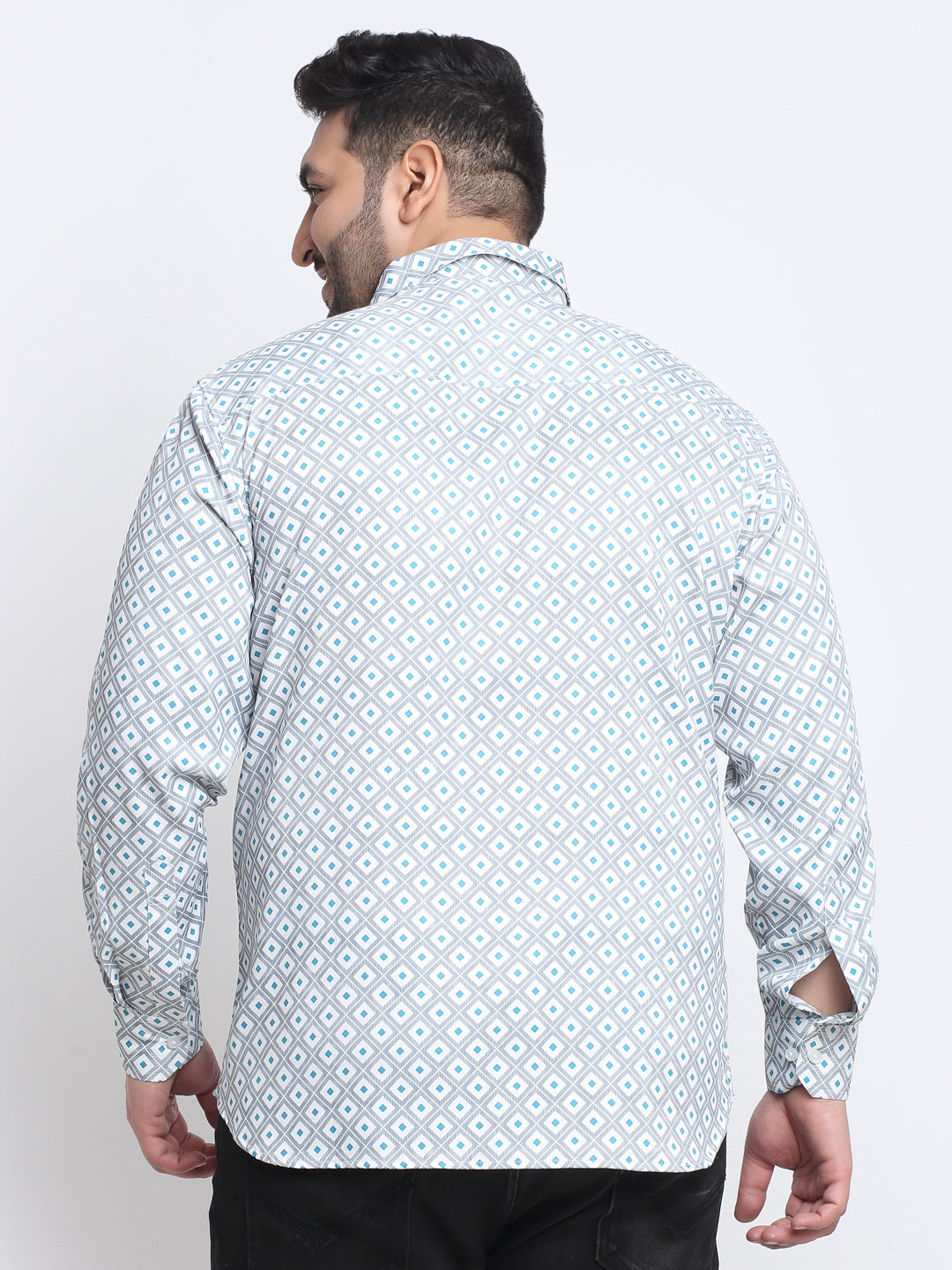 Plus Size Men Printed Cotton Casual Shirt