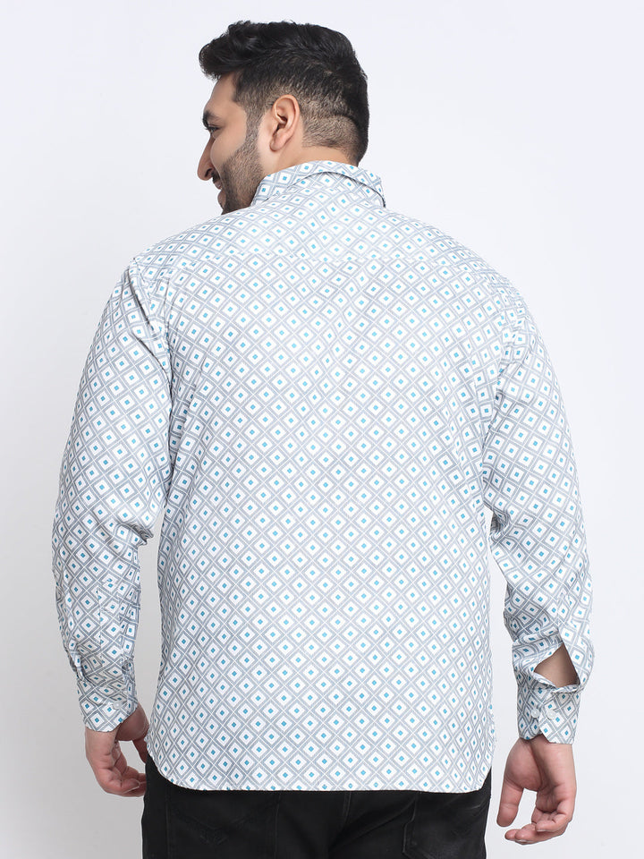 Plus Size Men Printed Cotton Casual Shirt