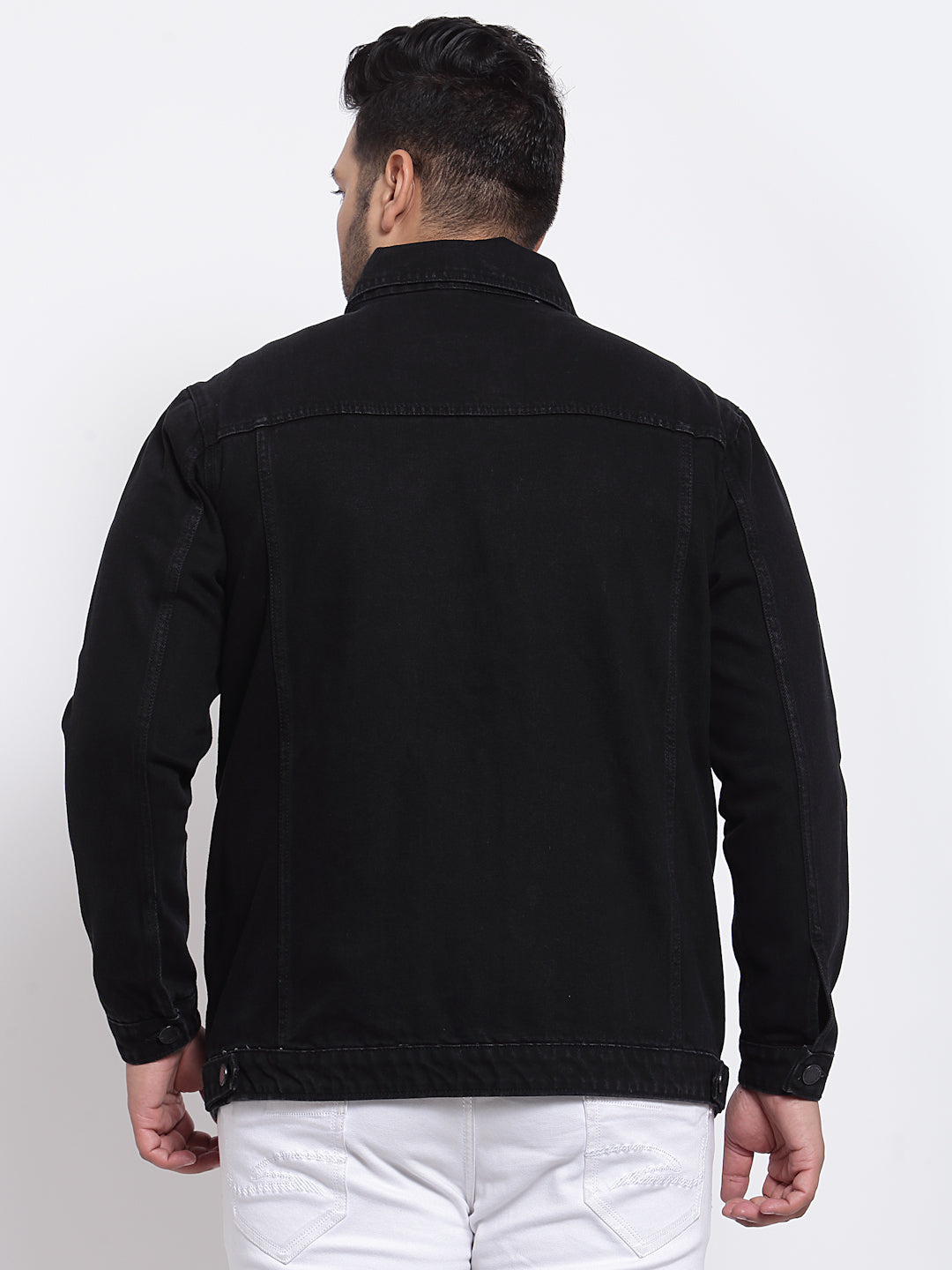 Plus Size Men Black Denim Jacket