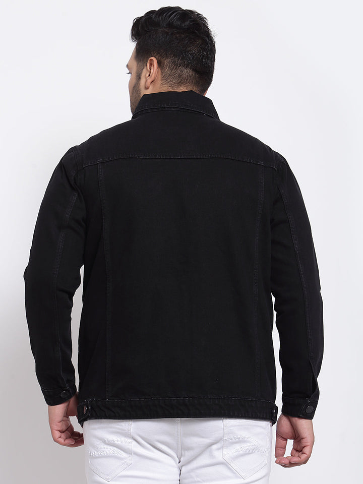 Plus Size Men Black Denim Jacket