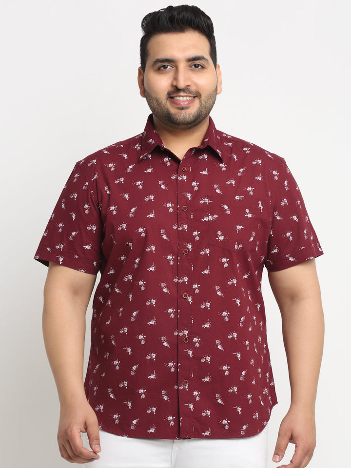Plus Size  Floral Printed Cotton Casual Shirt
