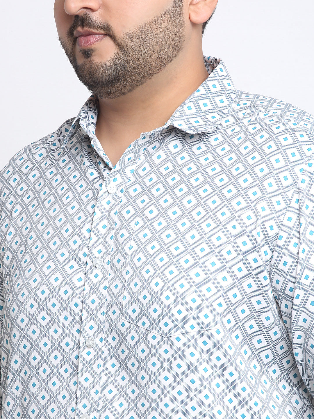 Plus Size Men Printed Cotton Casual Shirt