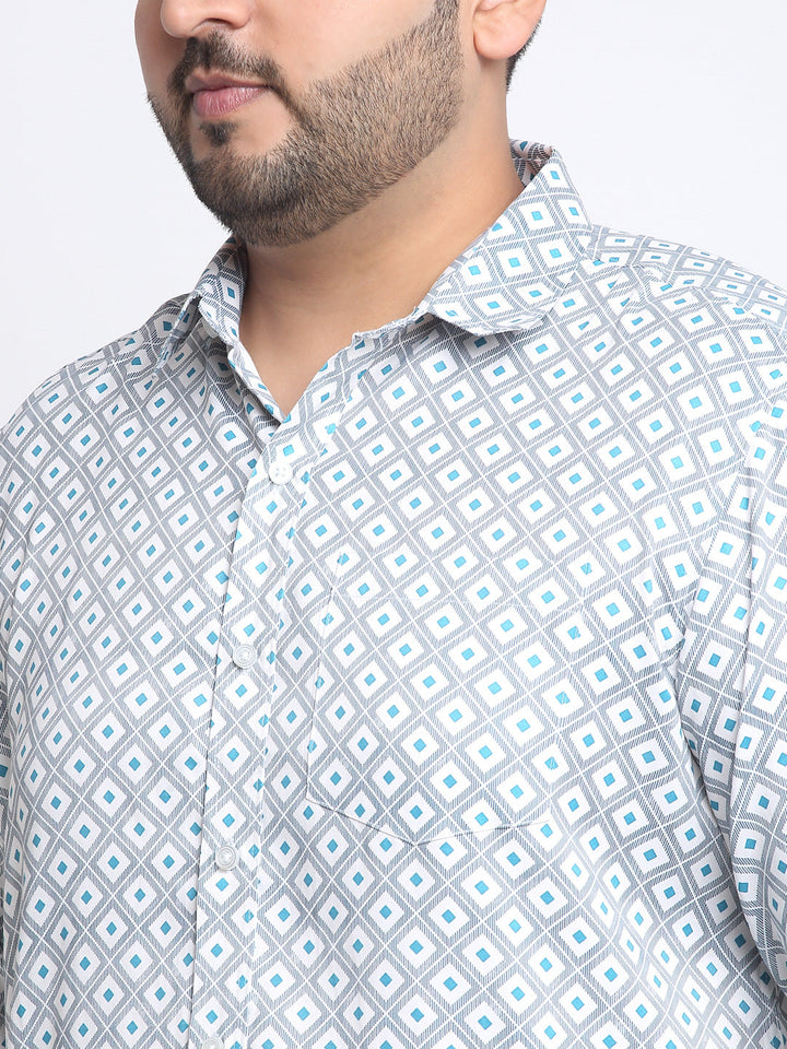 Plus Size Men Printed Cotton Casual Shirt