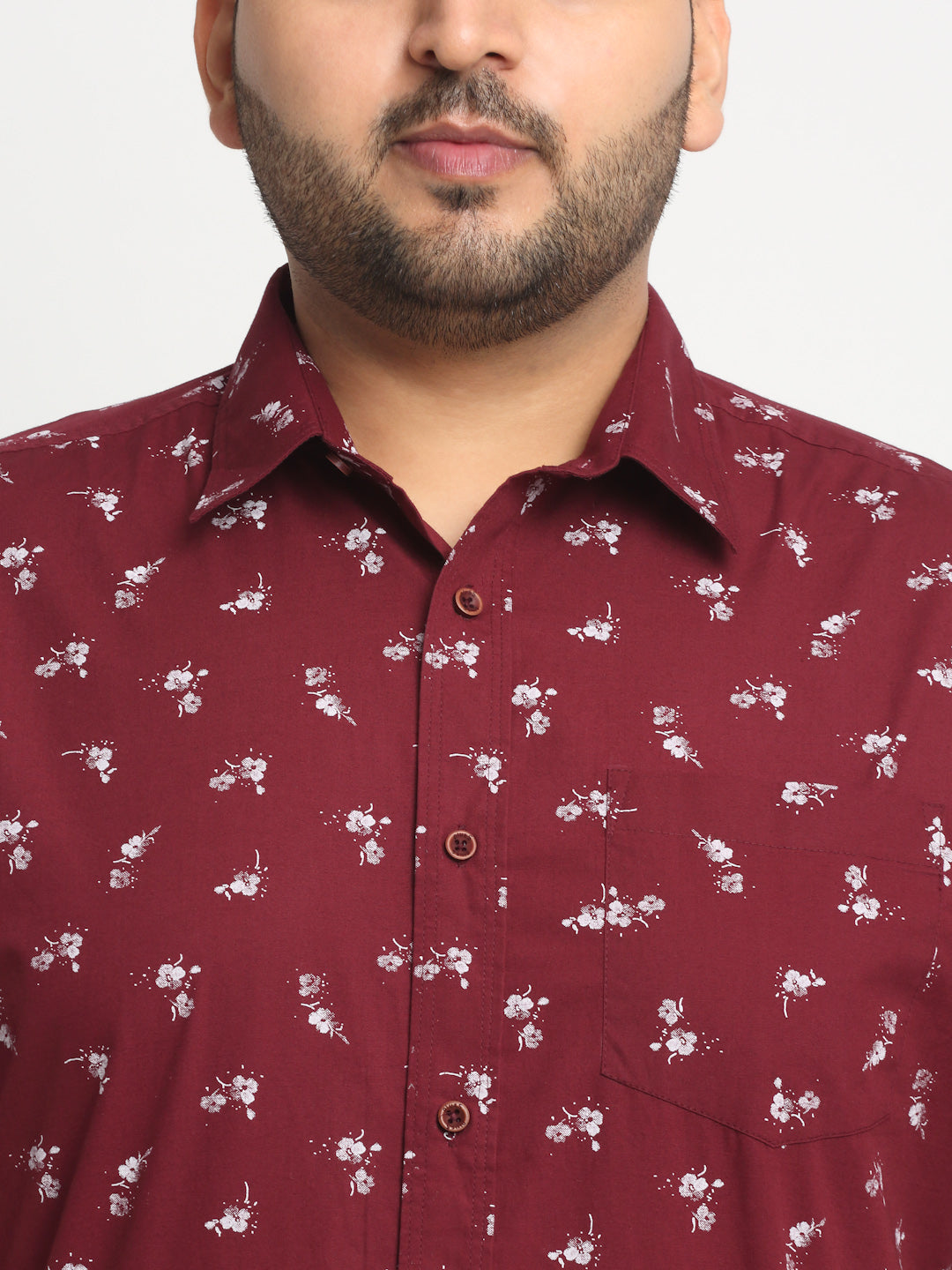 Plus Size  Floral Printed Cotton Casual Shirt