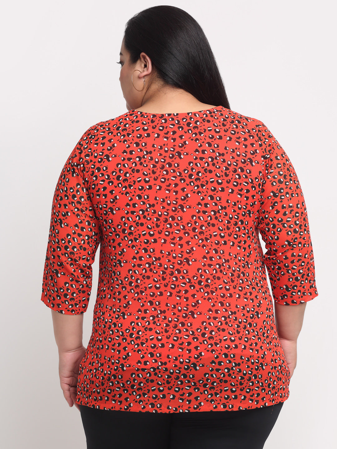 Plus Size Orange  Floral Printed Top