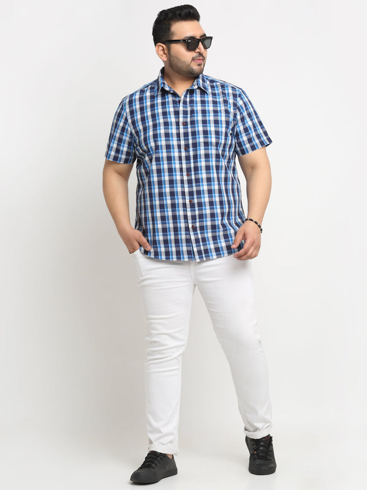 Plus Size  Tartan Checks Cotton Casual Shirt