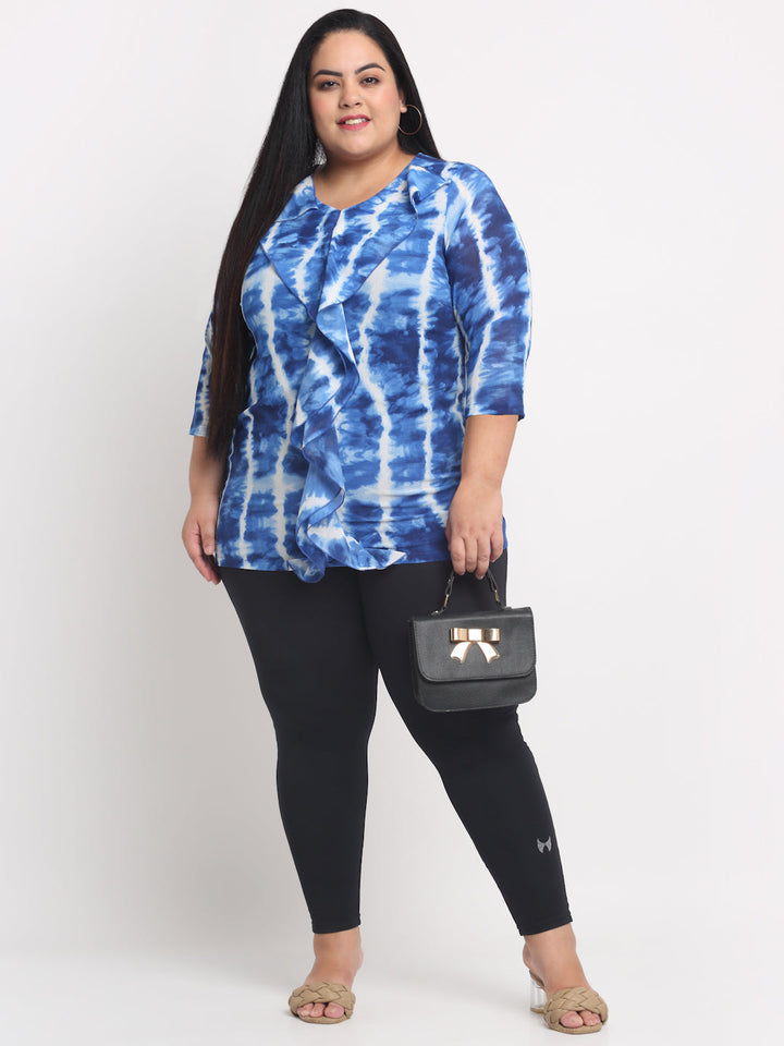 Plus Size Blue  Tie and Dye Top