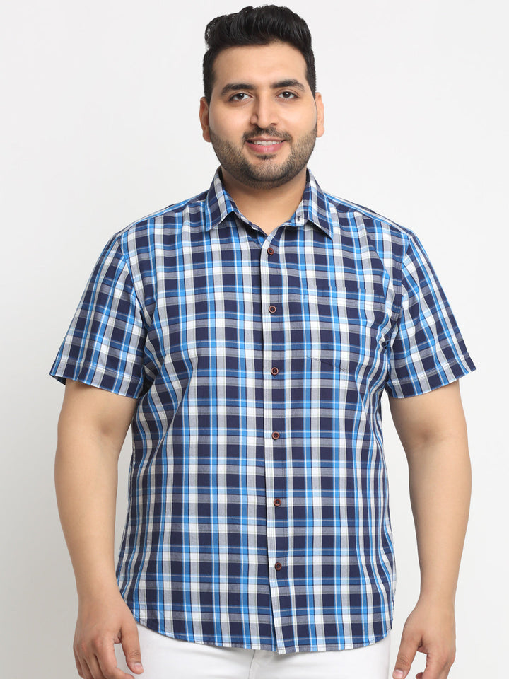 Plus Size  Tartan Checks Cotton Casual Shirt