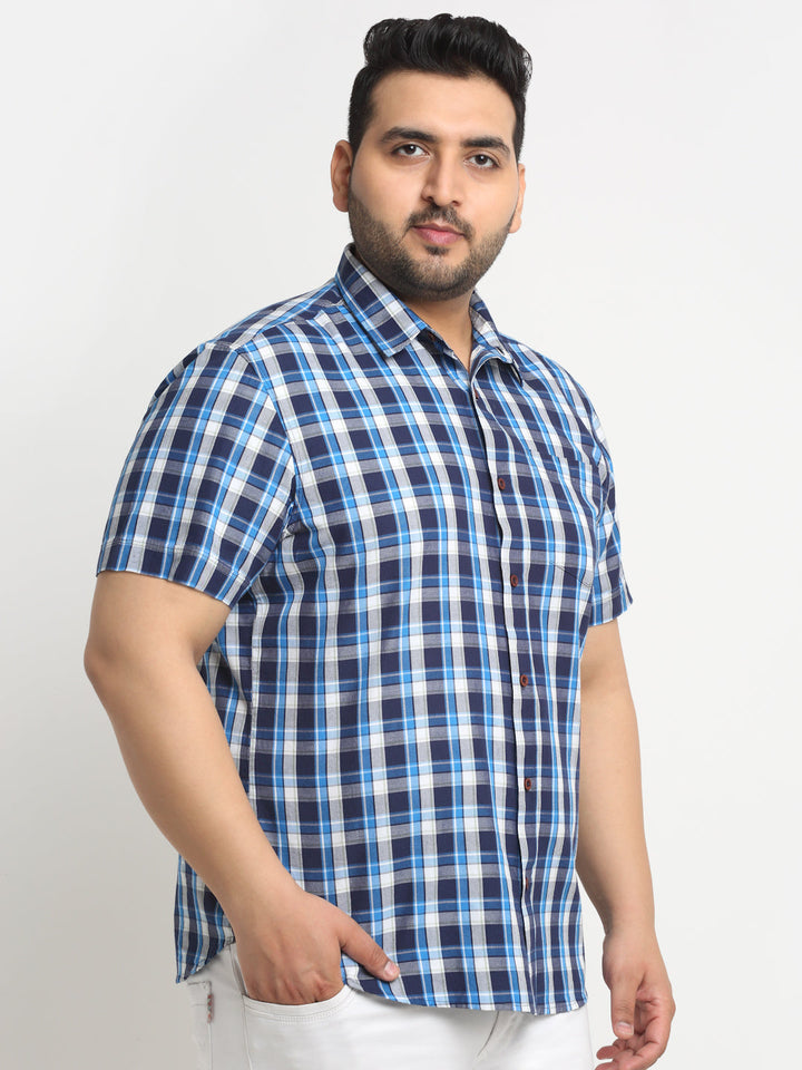 Plus Size  Tartan Checks Cotton Casual Shirt