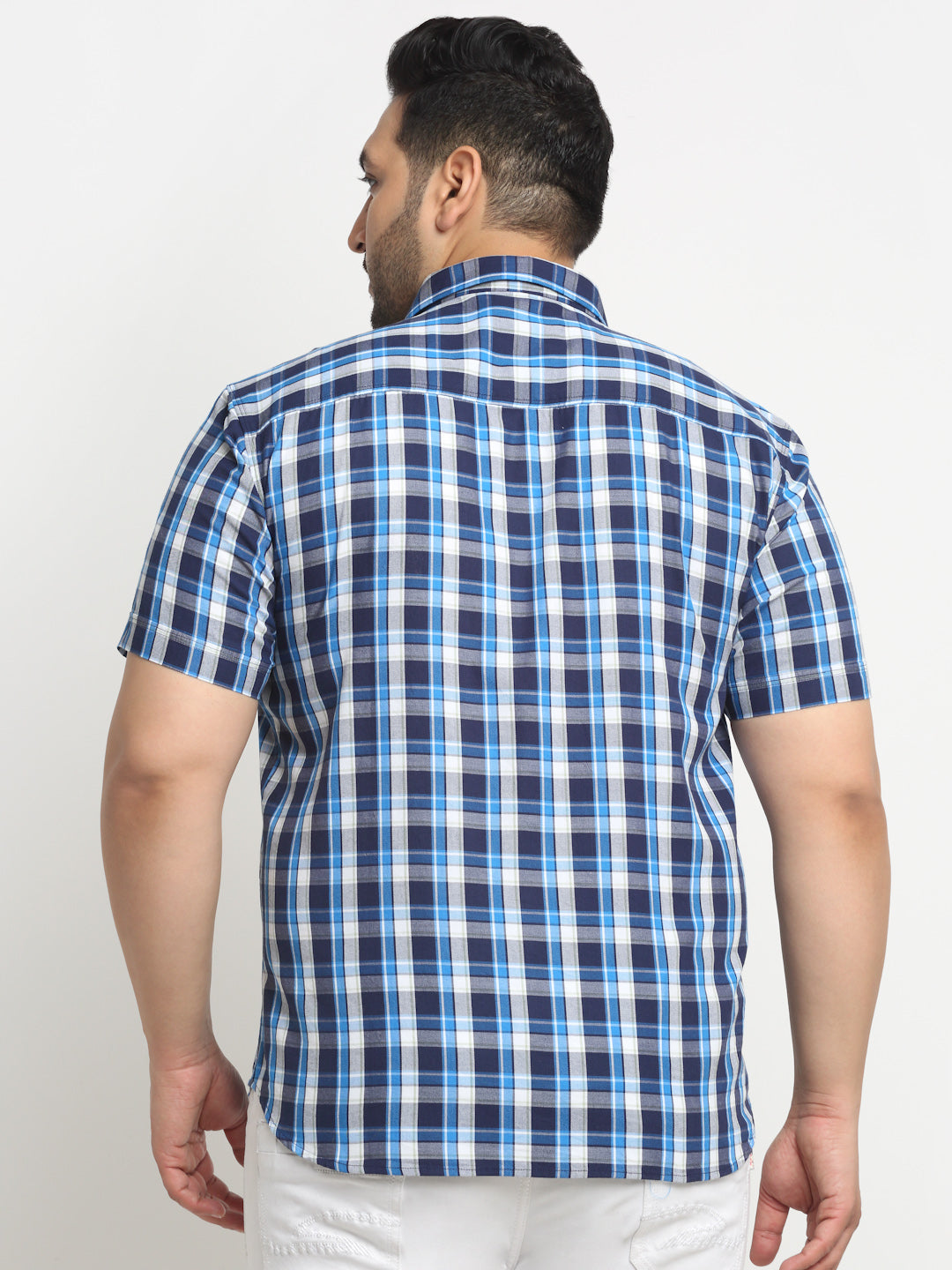 Plus Size  Tartan Checks Cotton Casual Shirt