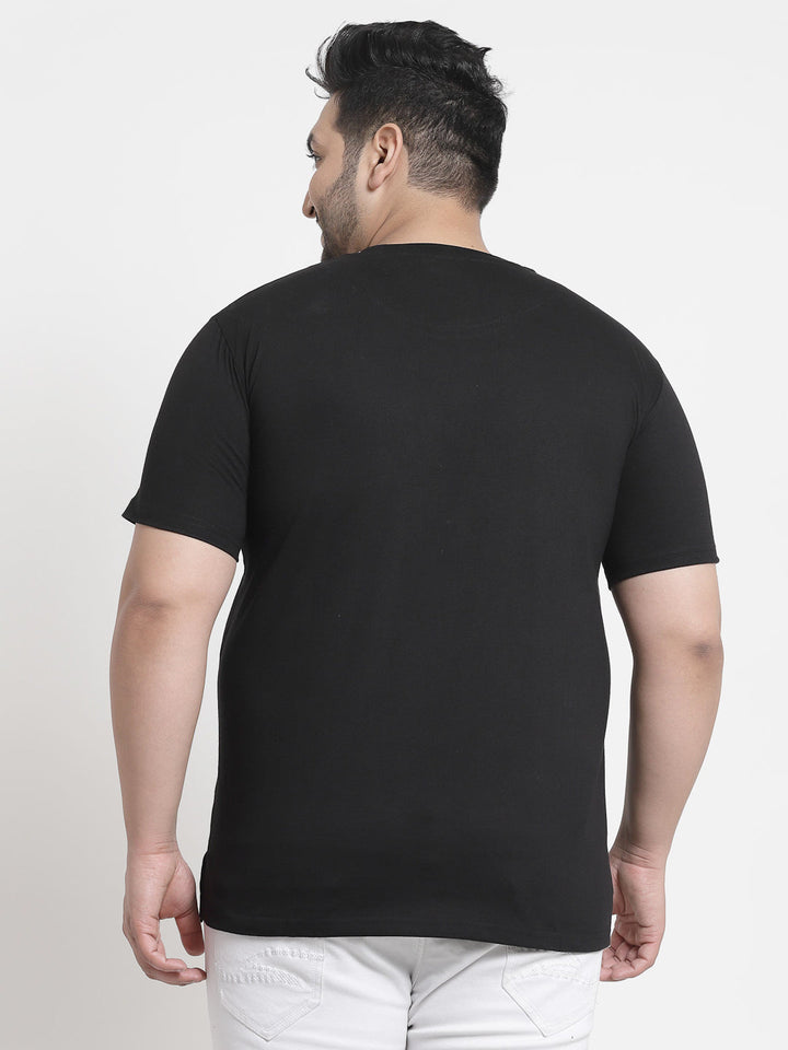 Plus Size Men  Black Typography Printed T-shirt