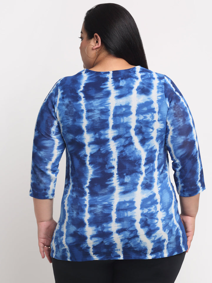 Plus Size Blue  Tie and Dye Top