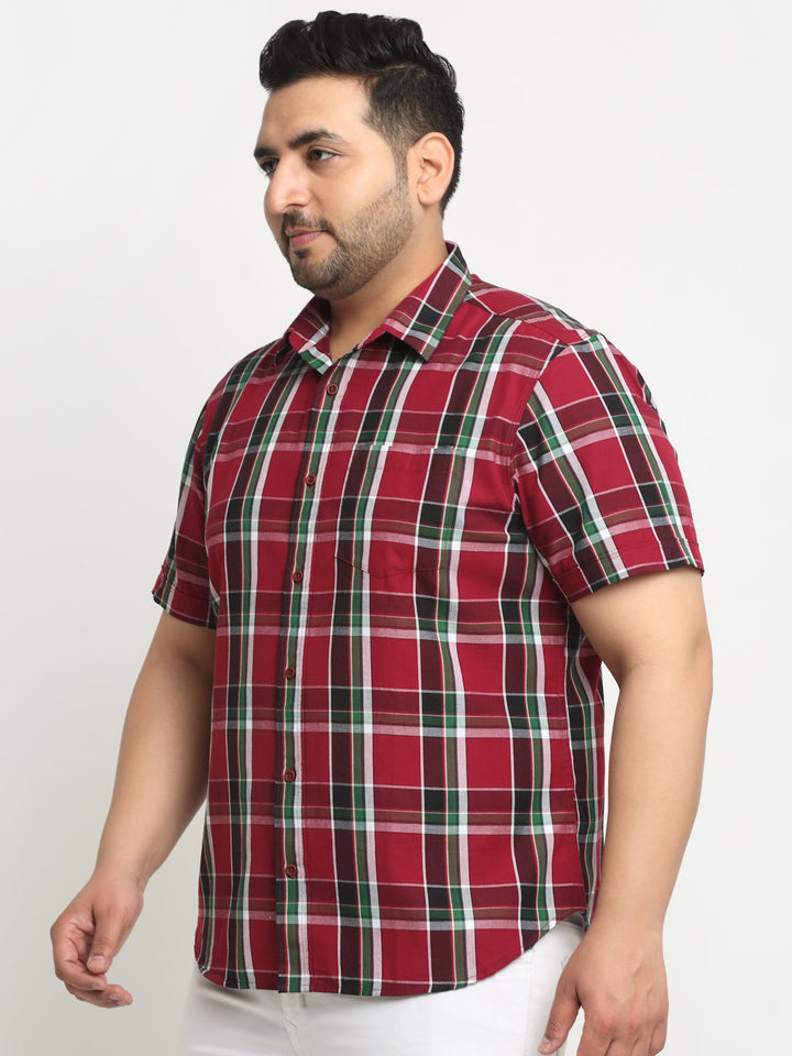 Plus Size Tartan Checks Checked Cotton Casual Shirt