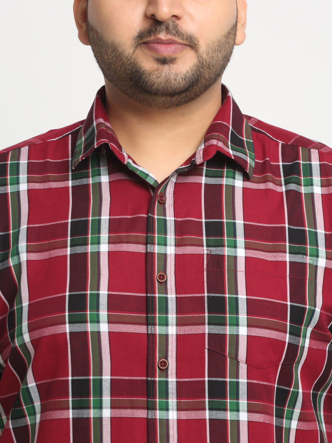Plus Size Tartan Checks Checked Cotton Casual Shirt